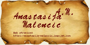 Anastasija Malenčić vizit kartica